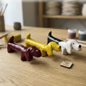 🐶 Bassotti in Ceramica Fatti a Mano – Poggia-posate & Sculture Decorative